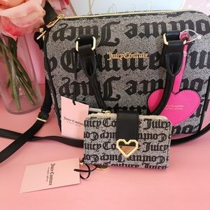 Juicy Couture Black and Grey Speedy Satchel and wallet